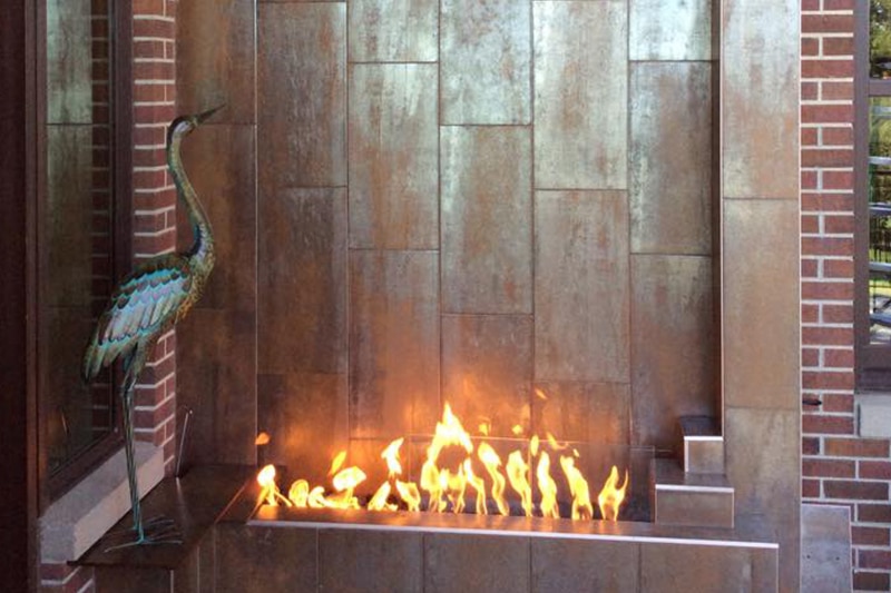 modern copper fire wall